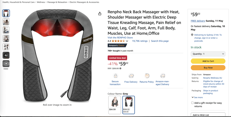 Amazon: Renpho Neck Back Massager with Heat – 41% Off, now $59.22